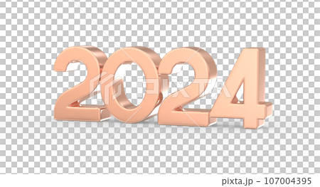 Number 2024 gold 3d render 107004395