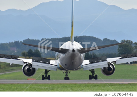 着陸した飛行機 107004445
