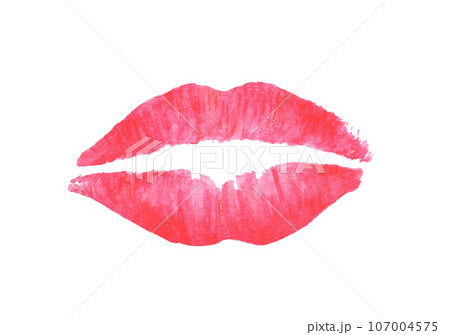 Watercolor painting of Lipstick kiss. Watercolor painting of Lipstick kiss. 107004575