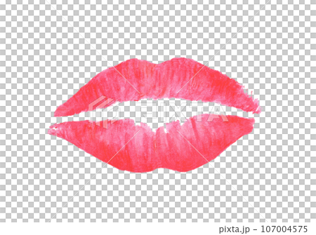 Watercolor painting of Lipstick kiss. Watercolor painting of Lipstick kiss. 107004575