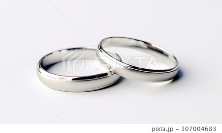 シンプルなシルバーの結婚指輪　generative ai 107004683