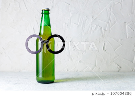 A bottle of beer with glasses. Concept of father's day, bachelor party, february 23 107004886