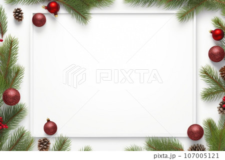White empty blank mockup with christmas decorations. 107005121