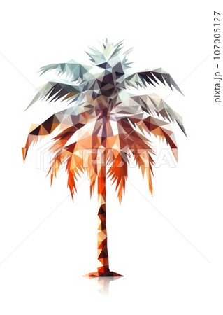 Beautiful low poly palm on white background. Abstract botanical Beautiful low poly palm on white background. Abstract botanical 107005127