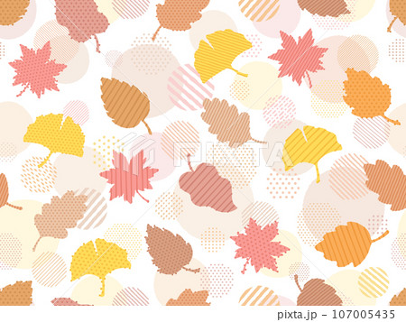 手描き風の紅葉のパターン背景 手描き風の紅葉のパターン背景 107005435