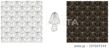 Monochrome Illustration in hand draw style. Set Seamless pattern and print. Can be used for fabric, packaging, wrapping paper and etc Monochrome Illustration in hand draw style. Set Seamless pattern and print. Can be used for fabric, packaging, wrapping paper and etc 107005544