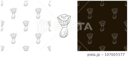 Monochrome Illustration in hand draw style. Set Seamless pattern and print. Can be used for fabric, packaging, wrapping paper and etc 107005577