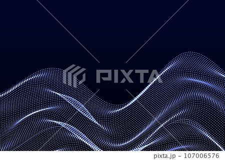 Abstract particle waving technology. Abstract waves, moving points, particle flow, big data background design. 107006576