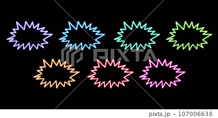 set dialog cloud glowing desktop icon, neon dialog cloud sticker, neon figure, glowing figure, neon geometrical figures  107006638
