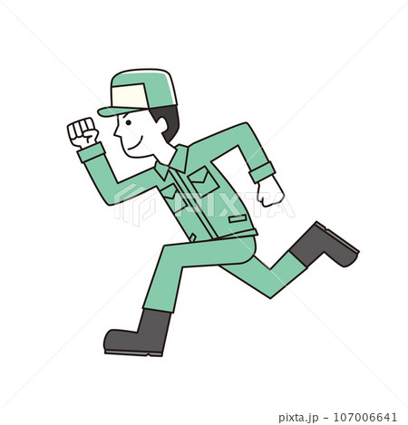 走る作業員男性 走る作業員男性 107006641