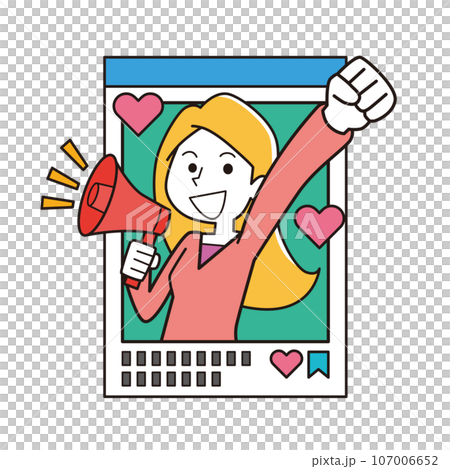 インフルエンサー女性のイラスト インフルエンサー女性のイラスト 107006652