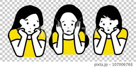 悩む女性3人のイラスト 悩む女性3人のイラスト 107006768