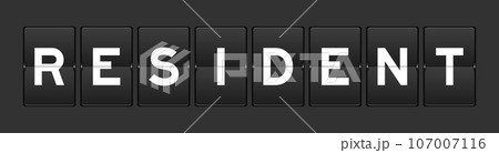 Black color analog flip board with word resident on gray background 107007116