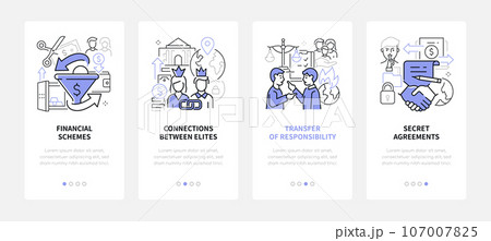 Financial schemes and secret agreement - line design style banners set 107007825