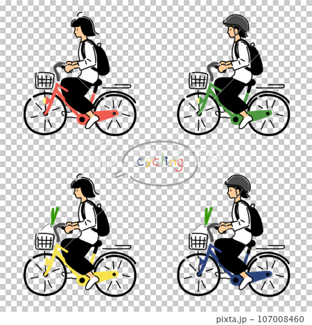 騎自行車的婦女插圖集 107008460