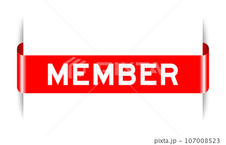Red color inserted label banner with word member on white background 107008523