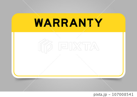 Label banner that have yellow headline with word warranty and white copy space, on gray background Label banner that have yellow headline with word warranty and white copy space, on gray background 107008541