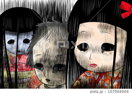 scary japanese doll - Stock Illustration [107008808] - PIXTA