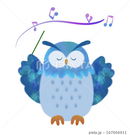 ミミズクが指揮をしているかわいいイラスト 107008931