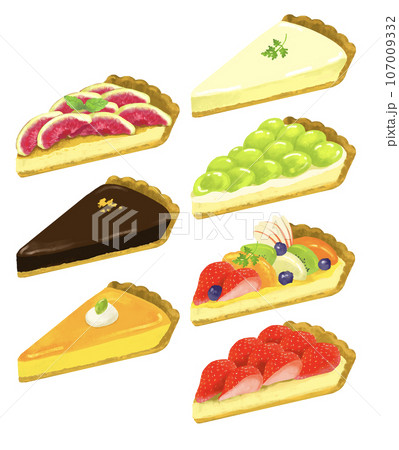 ケーキのイラストセット タルト ケーキのイラストセット タルト 107009332