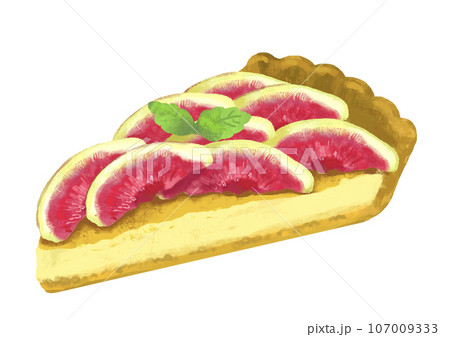 ケーキのイラスト　いちじくのタルト 107009333