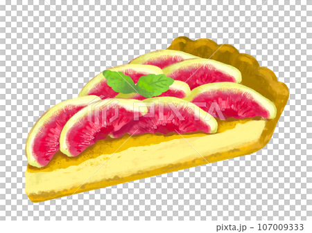 ケーキのイラスト　いちじくのタルト 107009333