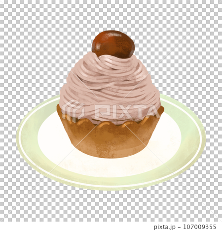 ケーキのイラスト　モンブラン 107009355