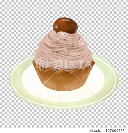 ケーキのイラスト　モンブラン 107009355