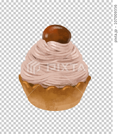 ケーキのイラスト　モンブラン 107009356