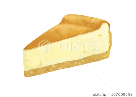 ケーキのイラスト　チーズケーキ　ベイクドチーズケーキ 107009358