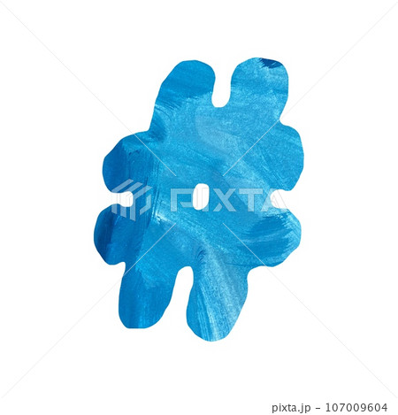 Hashtag icon blue watercolor hand drawn sketch Hashtag icon blue watercolor hand drawn sketch 107009604