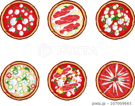 Isolated tasty pizza icons top view.vector illustration 107009665