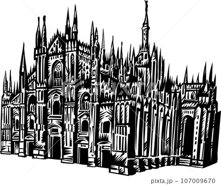 Duomo cathedral in Milan. Vector sketch 107009670