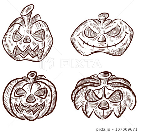 sketch  of Set pumpkin on white background. vector illustration 107009671