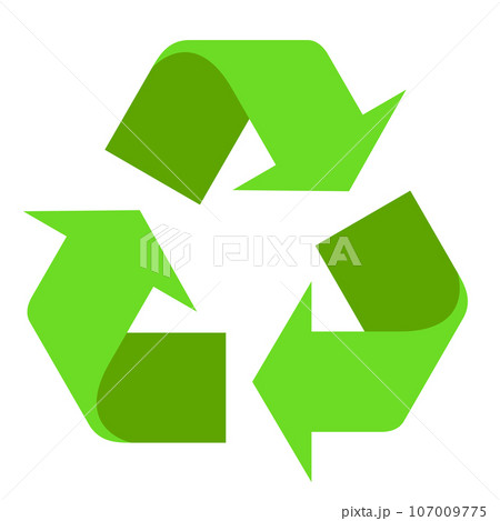 グリーンのリサイクルマークのアイコン グリーンのリサイクルマークのアイコン 107009775