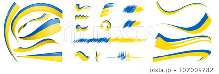 ukrainian flag set elements, vector illustration on a white background ukrainian flag set elements, vector illustration on a white background 107009782