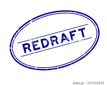 Grunge blue redraft word oval rubber seal stamp on white background Grunge blue redraft word oval rubber seal stamp on white background 107010205