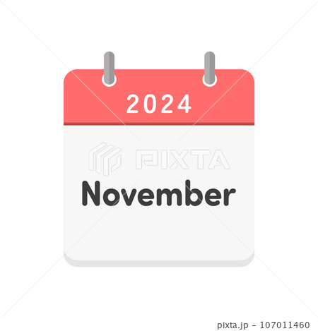 Simple calendar icon with 2024 and November 107011460