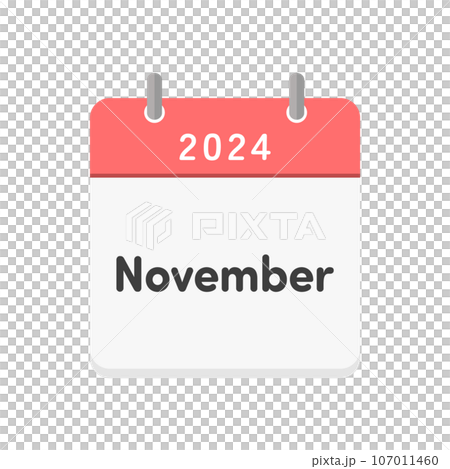 Simple calendar icon with 2024 and November 107011460
