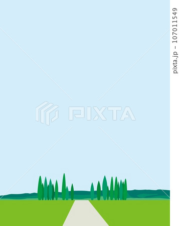 ヴァル・ドルチャ　val　d'orcia　トスカーナ　toscana　イタリア　糸杉　春 107011549