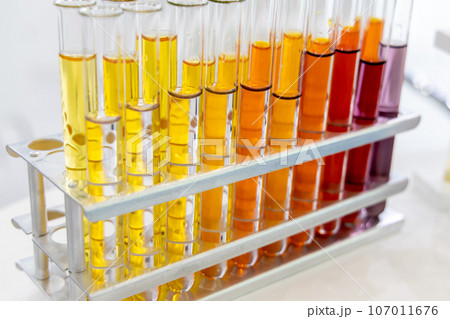 colorful test tubes in a chemical laboratory 107011676