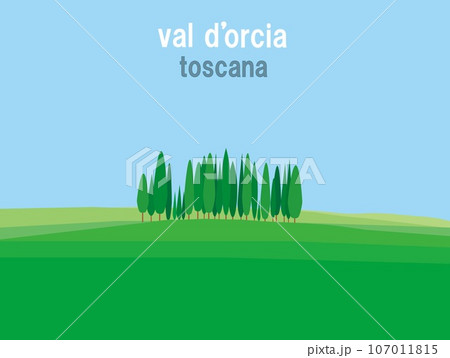 ヴァル・ドルチャ　val　d'orcia　トスカーナ　toscana　イタリア　糸杉　夏 107011815