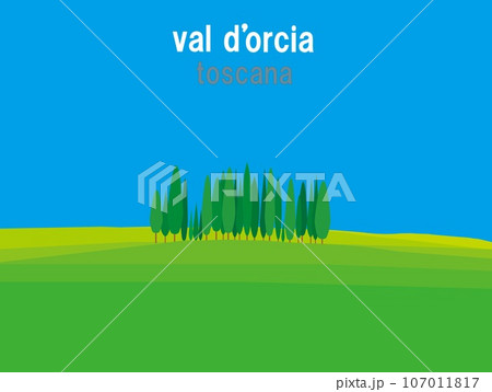 ヴァル・ドルチャ　val　d'orcia　トスカーナ　toscana　イタリア　糸杉　春 107011817