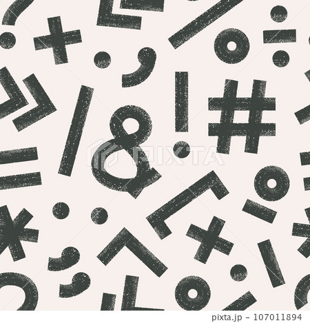 Ink bold brush line punktuation, plus, symbol, cross sign. Grunge vector seamless pattern. Ink bold brush line punktuation, plus, symbol, cross sign. Grunge vector seamless pattern. 107011894