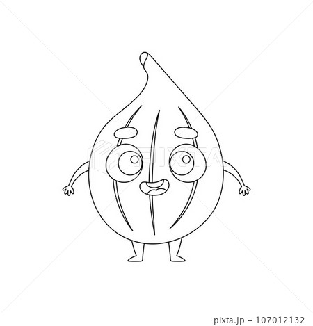 Coloring page funny fig. Coloring book for kids. Educational activity for preschool years kids and toddlers with cute animal. Vector illustration 107012132