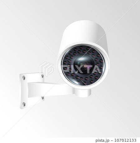 Surveillance camera safety home protection system decorative set isolated. Vector 107012133