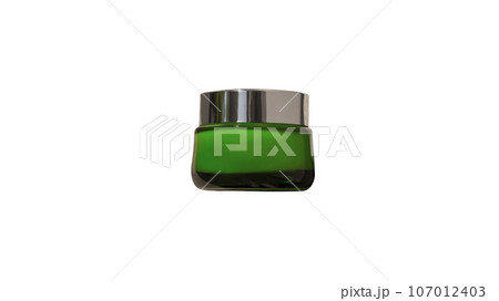 green glass can for cream on a white background green glass can for cream on a white background 107012403