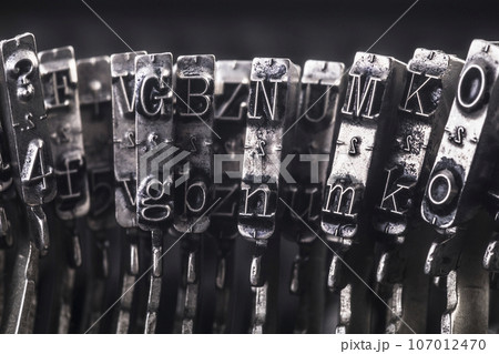 Close up of vintage typewriter letters 107012470