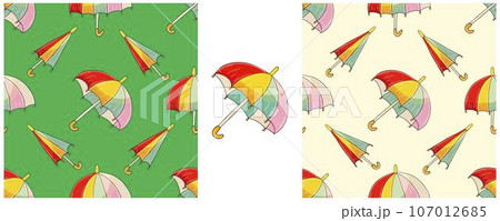 Illustration in hand draw style. Set Seamless pattern and print. Can be used for fabric, packaging, wrapping paper and etc 107012685