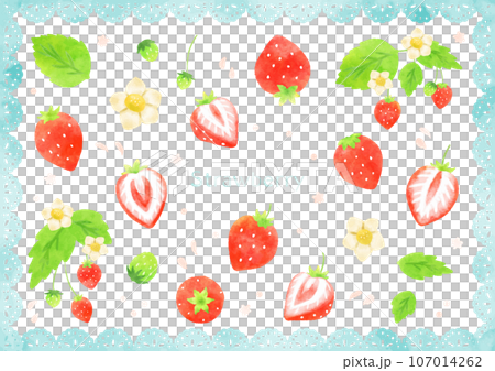 Cute hand drawn strawberry material set 107014262